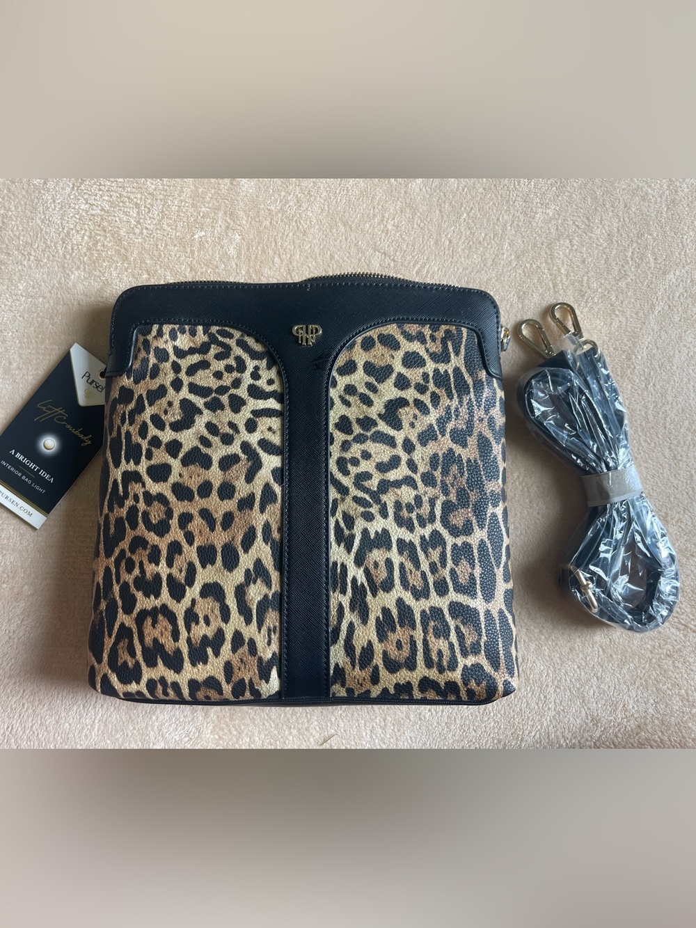 PurseN Litt Crossbody Bag - T-strap Leopard
